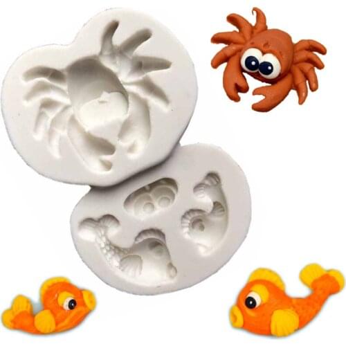 Sugarcraft Crab/fish Silicone mold fondant mold cake decorating tools chocolate mold baking rubber mold