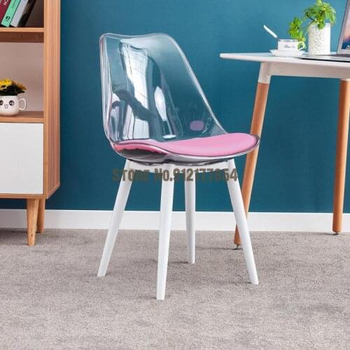 Nordic White Desk Transparent Chair Home Bedroom Backrest Plastic Crystal Chair Acrylic Stool Simple Dining Chair