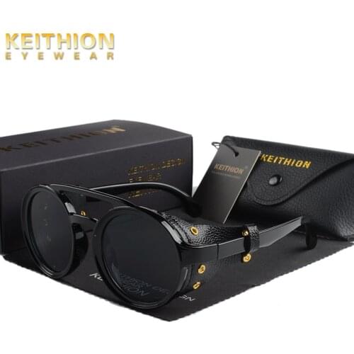 KEITHION Fashion Steampunk Sunglasses Round Sunglass Brand Designer Women Men Vintage Sun Glasses UV400 Shades Eyewear