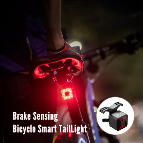 LED Smart Bicycle Rear Tail Light Brake Induction/Stop Brake Sensing Waterproof USB Charge Cycling Taillight Bike Accessories