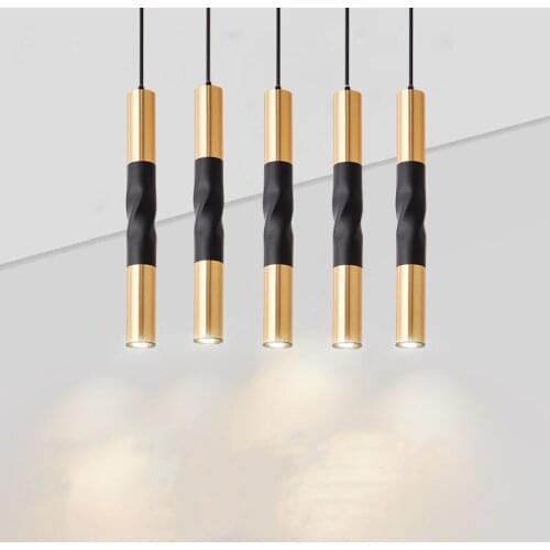 Surface mounted spotlight black gold long tube drop line lamp cylindrical hoisting ceiling downlight restaurant bar front desk c