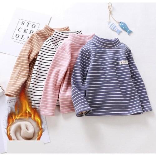 Thick Toddler Boys Girls Striped Sweatshirts Warm Autumn Winter Coat Sweater Baby Long Sleeve Outfits Kids Shirt 2 4 6 8 10 Yrs
