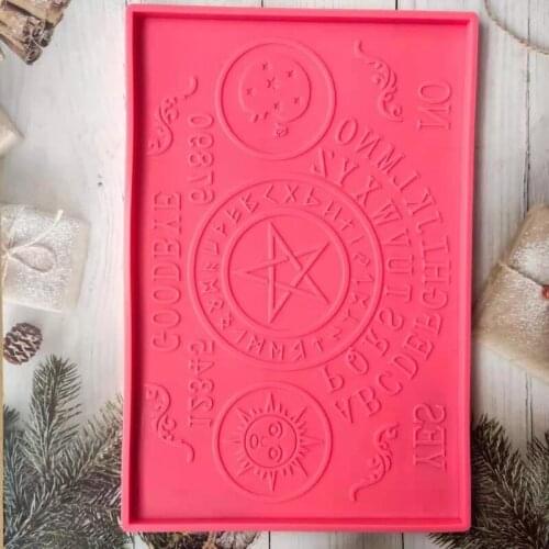 U90E Oujia Board Planchette Divination Large Tray Resin Silicone Molds Agate Tray Serving Board Fruit Tray Resin Molds Crafts