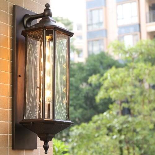 Door wall lamp Outdoor waterproof Chinese style courtyard balcony wall lamp Garden villa aisle LED terrace retro wall lamp