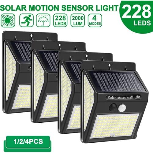 Solar Light Outdoor 228 144 100 LED Solar Lamp PIR Motion Sensor Wall Light Waterproof Solar Powered light for Garden Decoration