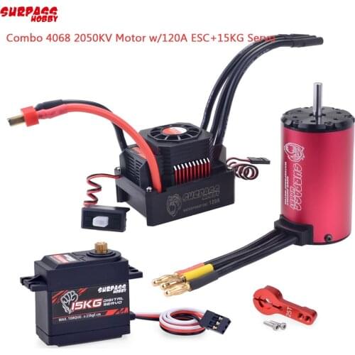 KK Waterproof Combo 4068 2050KV Brushless Motor w/120A Brushless ESC + S1500M 15KG Metal Servo for for 1/8 RC Drift Racing Car