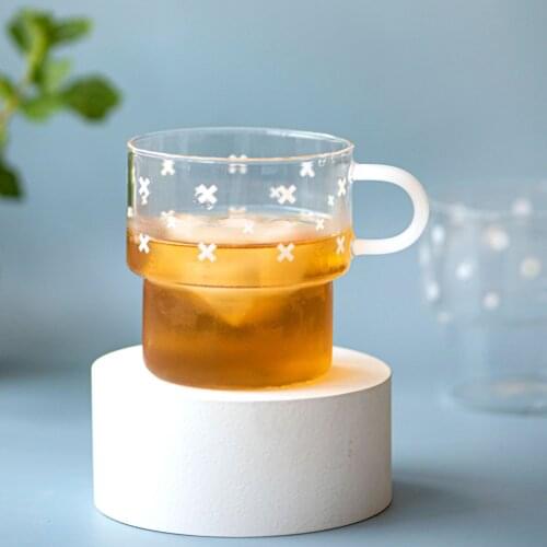 INS Japanese Coffee Dot Printing Glass Cup Simple Water Cup Household Milk Top Wide And Bottom Narrow