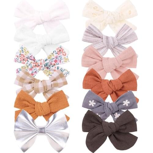 Fashion Baby Girls Bangs Hairpin Cute Plaids Print Bowknot Princess Hair Clips Simple Bows Headwear Infant Accessories Kids Gift