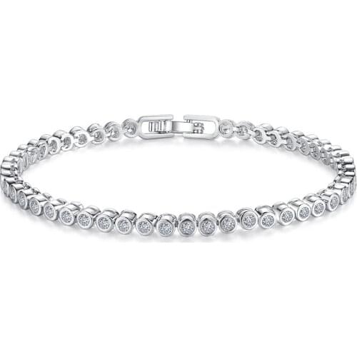 Fashion Round CZ Tennis Bracelet Bangles for Women Factory Direct Wholesale White Gold-Color