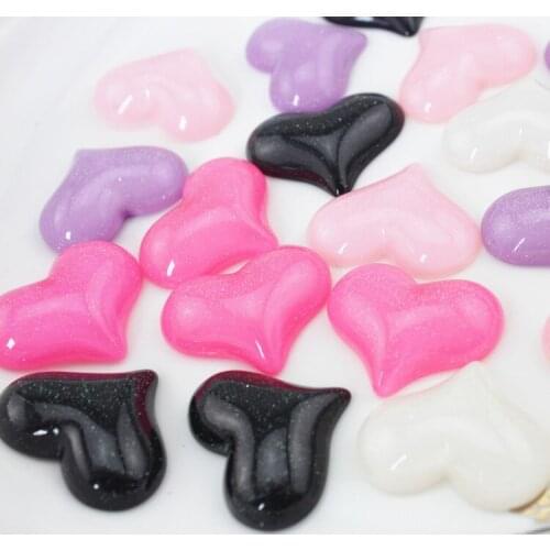 180pcs mixed lovely big glitter shiny transparent heart gem Cabochons 30mm phone decor, hair clips, wedding embellishment