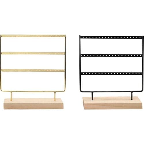 2Pcs Earrings Jewelry Holder Pendant Jewelry Holder Storage Shelf, Counter Display, Jewelry Display Props, Black + Gold