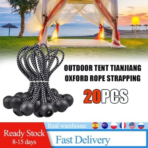 20pcs/set Tarpaulin Oxford Rope Elastic Strapping Ball Bungee Cord Outdoor Tent Canopy Tarp Elastic Oxford Rope Tie