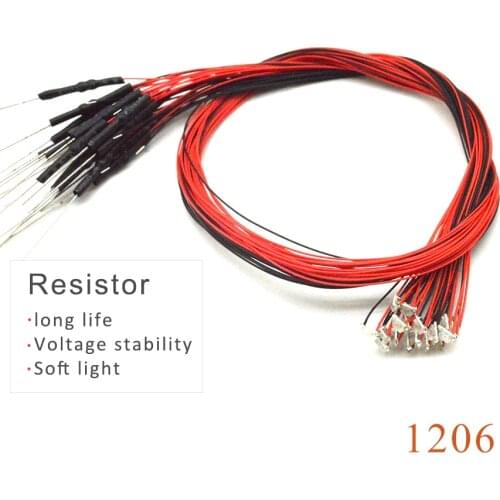 20pcs with 1.5K resistor 1206 SMD model train HO N OO scale Pre-soldered micro litz wired LED leads