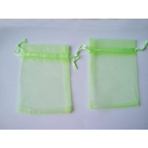 200pcs 9*12 Green small gift bags for jewelry/wedding/christmas/birthday Organza Bags with handles Packaging Yarn bag