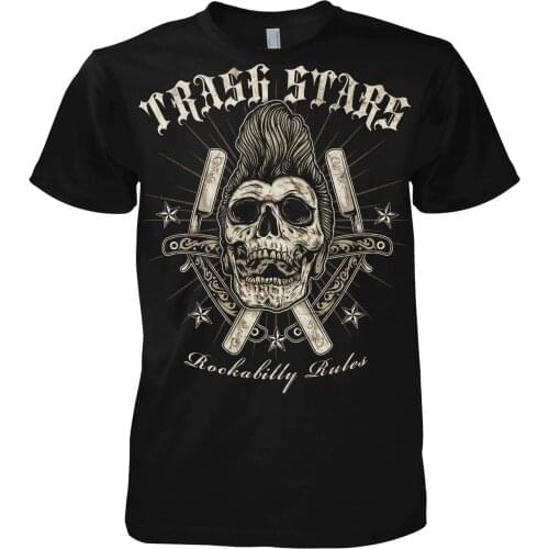 2019 Summer Brand 100% Cotton Hip Hop Fitness Clothing Men T-Shirt Tops Rock Style Rockabilly Rules T-Shirtt Shirt Logo