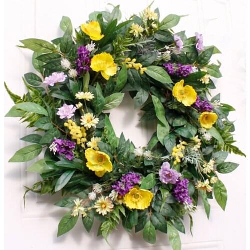 22inch Artificial Spring Wreath Front Door Handcrafted Wreath for Home Decor R2JC