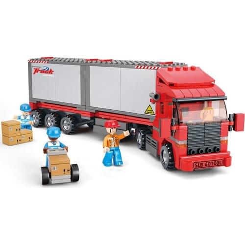 345Pcs Container Truck Model Educational Bulding Blocks Toys For Boys DIY Holiday Brithday Present Small Bricks Sluban 0338