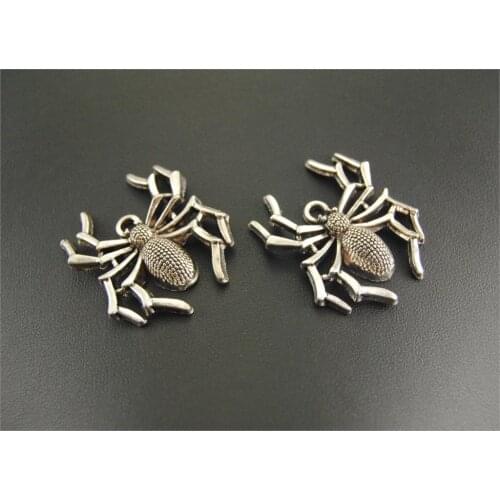 5pcs Silver Color Spider Charms Pendants Creepy Halloween Scary Charms For DIY Handmade Jewelry A596