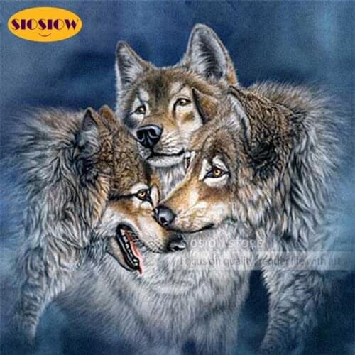 5D DIY Wolf Diamond Painting Full Square Drill Resin Animal Family Snow 3D Daimond Embroidery Cross Stitch Rhinestone Home Decor