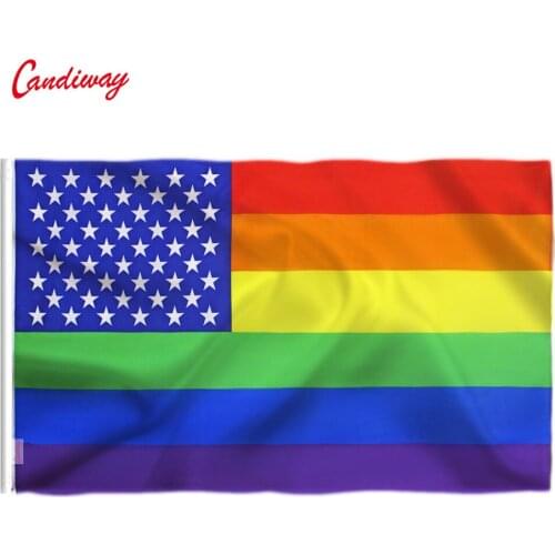 Candiway American Gay Flag colors rainbow Flags Polyester with Brass Grommets 3 X 5 Ft Vivid Color UV Fade Resistan