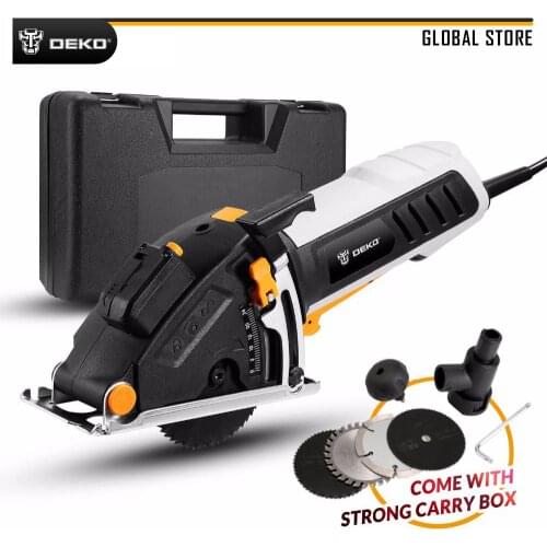 DEKO DKMS85Q1 230V Mini Circular Saw Laser Guide Power Tool with 4 Pieces Blades, Dust passage, Allen key, BMC Box Electric Saw