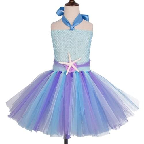 Girls Pastel Mermaid Tutu Dress Baby Girl 1st Birthday Costume Under the Sea theme Birthday Party Tulle Dresses Kid Photography