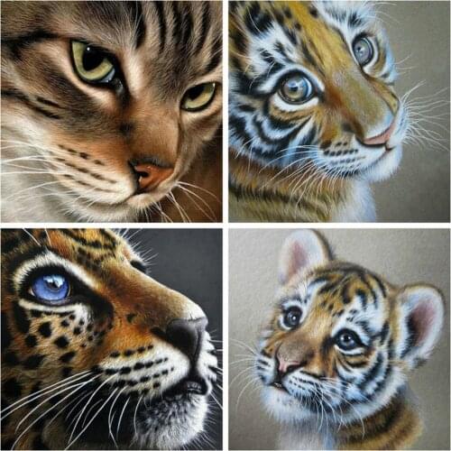 HUACAN 5d Diamond Painting Full Cat Diamond Mosaic Leopard Accessories Embroidery Animal Wall Art