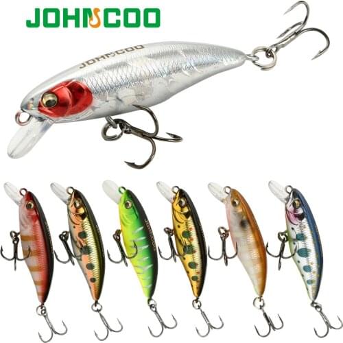 JOHNCOO Slow Sinking Minnow 55mm 4.3g Hard Bait Fishing Wobblers Jerkbait Bass Trout Lure Swimbait Fishinsg Lure
