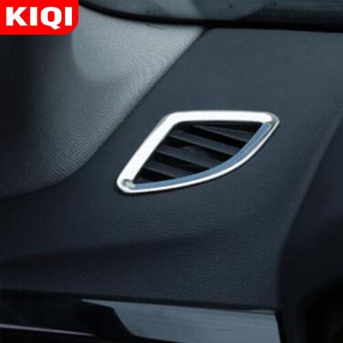 KIQI Car Chrome Front Air Vent Cover Trim Air Conditioning Sticker for BMW X1 F48 2016 2017 2018 2019 2020 Stickers Accessories