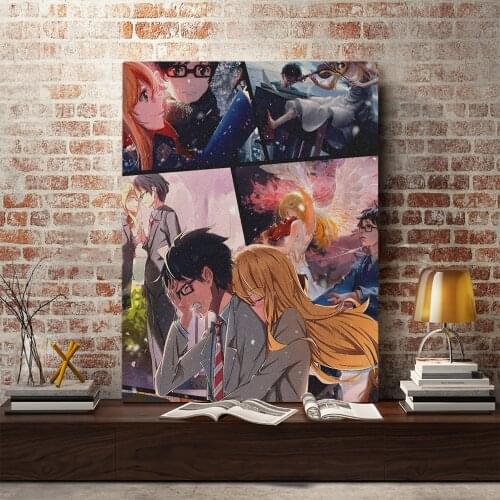 Kousei Kaori Your Lie in April Manga Canvas Home Decor Painting Wall Art Decoration Prints Dorm Anime Living Room Bedroom Poster