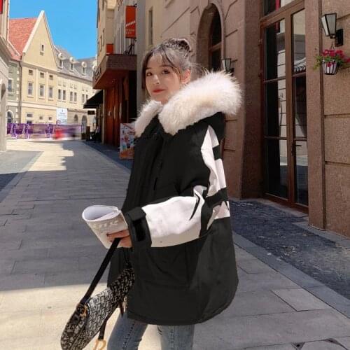 Oversize Winter Jackets Women Korean Loose Down Cotton Coats Womens Thick Warm Cotton Parka Jacket Female Big Fur Collar Outwear