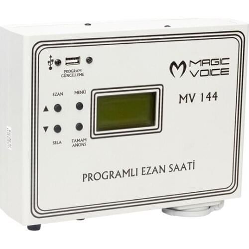 MAGICVOICE MV-144-2 WALL TYPE PROGRAMMABLE AZAN * SELA CLOCK (81 PROVINCE * SUITABLE FOR SINGLE AUDIO SWAMI) * TKS-014
