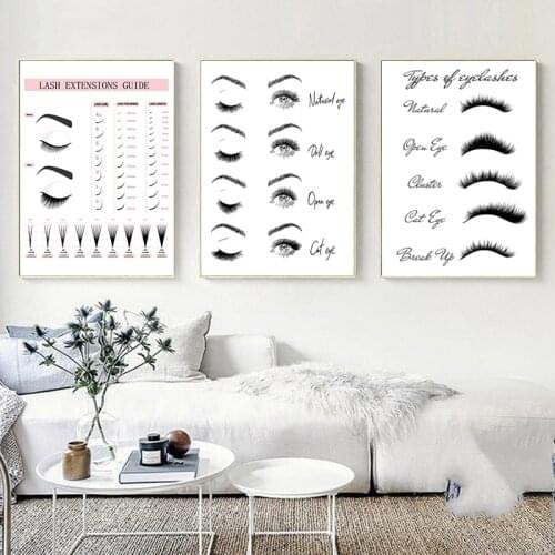 Makeup Lash Extensions Technician Guide Posters and Print Canvas Painting Pictures Eyelash Wall Art for Living Room No Frame