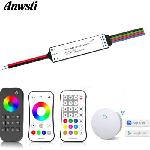 Mini RGB LED Controller 12V 24V DC RF 2.4G Wireless Remote Control Smart Wifi 3 Channel RGB Controller for LED Strip Light V3-W