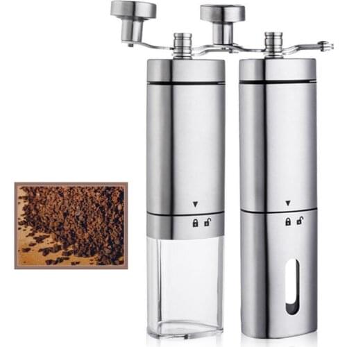 Mini Stainless Steel Hand Manual Handmade Coffee Bean Burr Grinders Powerful Silver Coffee Grinder Mill Kitchen Tool Grinders