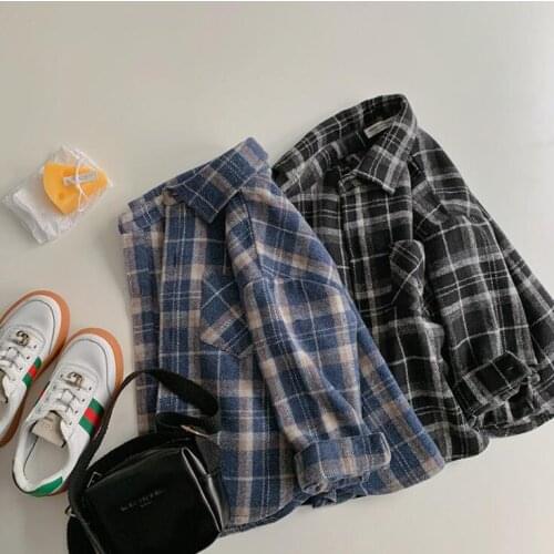 2020 New Girls Boys Plaid Shirt Autumn Cotton Fashion Kids Top 1-6 year QW708