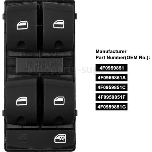 New 4F0959851F 4F0959851 F Master Power Window Switch for Audi A3 8P1 8PA 2003-2014 fit for Audi Q7 4L 2006 2007 2014 SUV