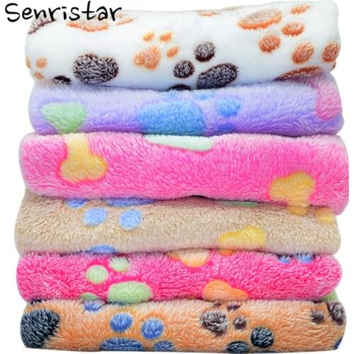 Pet Dog Bed Blanket Soft Fleece Cat Cushion Blanket Winter Warm Paw Print Pet Cats Cover Blanket For Small Medium Large Dogs Mat