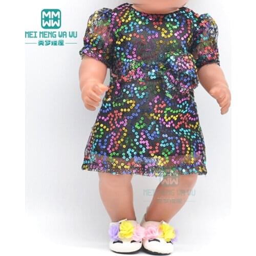 Clothes for doll fit 43 cm toy new born doll Accessories fashion sequin skirt pink, red, blue