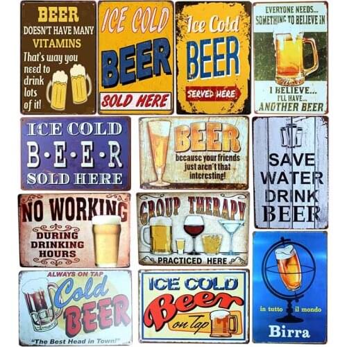 Beer Plates Metal Sign Bar Decoration Vintage Plaque Beer Poster Club Wall Decorative Home Decor 20x30cm
