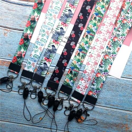 10pcs Flower Lanyard Neck Strap for keys ID Card Mobile Phone Straps for Huawei USB Badge Holder DIY Hang Rope Lariat Lanyard