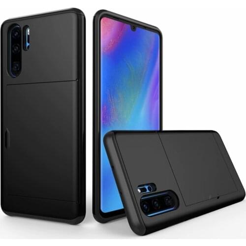 Luxury Wallet Phone Case For Huawei P30 Pro Hybrid Tough Armor Dual Layer TPU Shockproof Slide Storage Card Back Cover Coque