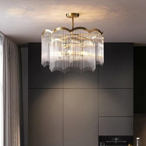 Modern Living Room Bedroom Chandelier Lighting Hotel Model Room Decoration Crystal Hanging Lamps Dining Room Glass Chandeliers