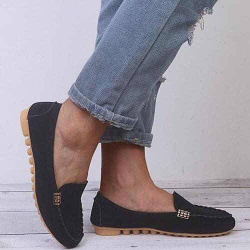 Women Shoes 2021 Spring Autumn Flats Shoes Soft Round Toe Black Flat Slips Womens Shoes Female Casual Flat Loafers