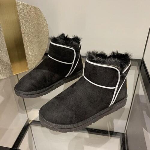 Women boots falt bottom snow boots winter plush fur Ankle Boots female 2020 new fashion wild short tube platform cotton shoes