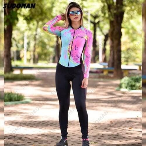 Little Monkey suboman Womens Triathlon Summer long Sleeve bike Suit Long Pants Tights Maillot Ciclismo mountain bike Jumpsuit
