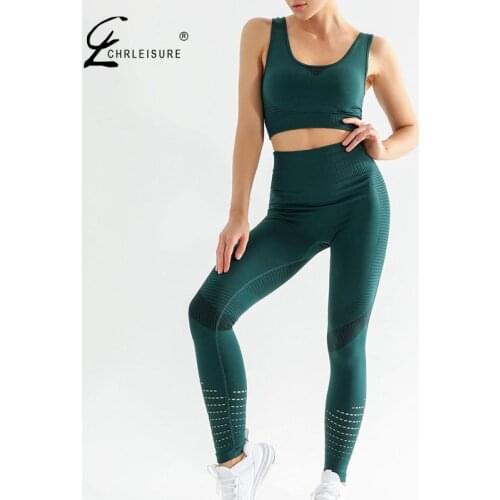 Fitness 2 Piece Set Women Solid Bar + Leggings Tracksuit Women High Elastic Seamless Workout Sportswear Two Piece Set