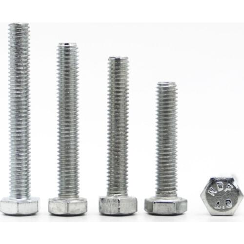 1-20pcs Galvanized Steel External Hex Screws M4 M5 M6 M8 M10 M12 Metric Thread Hexagon Head Bolts