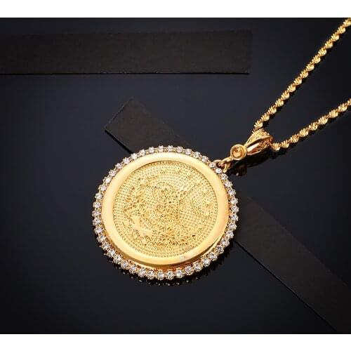 2021 New Design Middle East Crystal Arab Coin Womens Jewelry Pendant Necklace with Rhinestone Wedding Party Holiday Gift