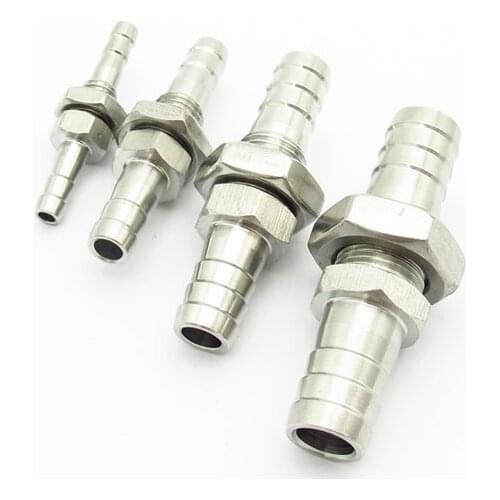 4mm 6mm 8mm 10mm 12mm 14mm 16mm 19mm Hose Barb Bulkhead 304 Stainless Steel Barbed Tube Pipe Fitting Coupler Connector Adapter